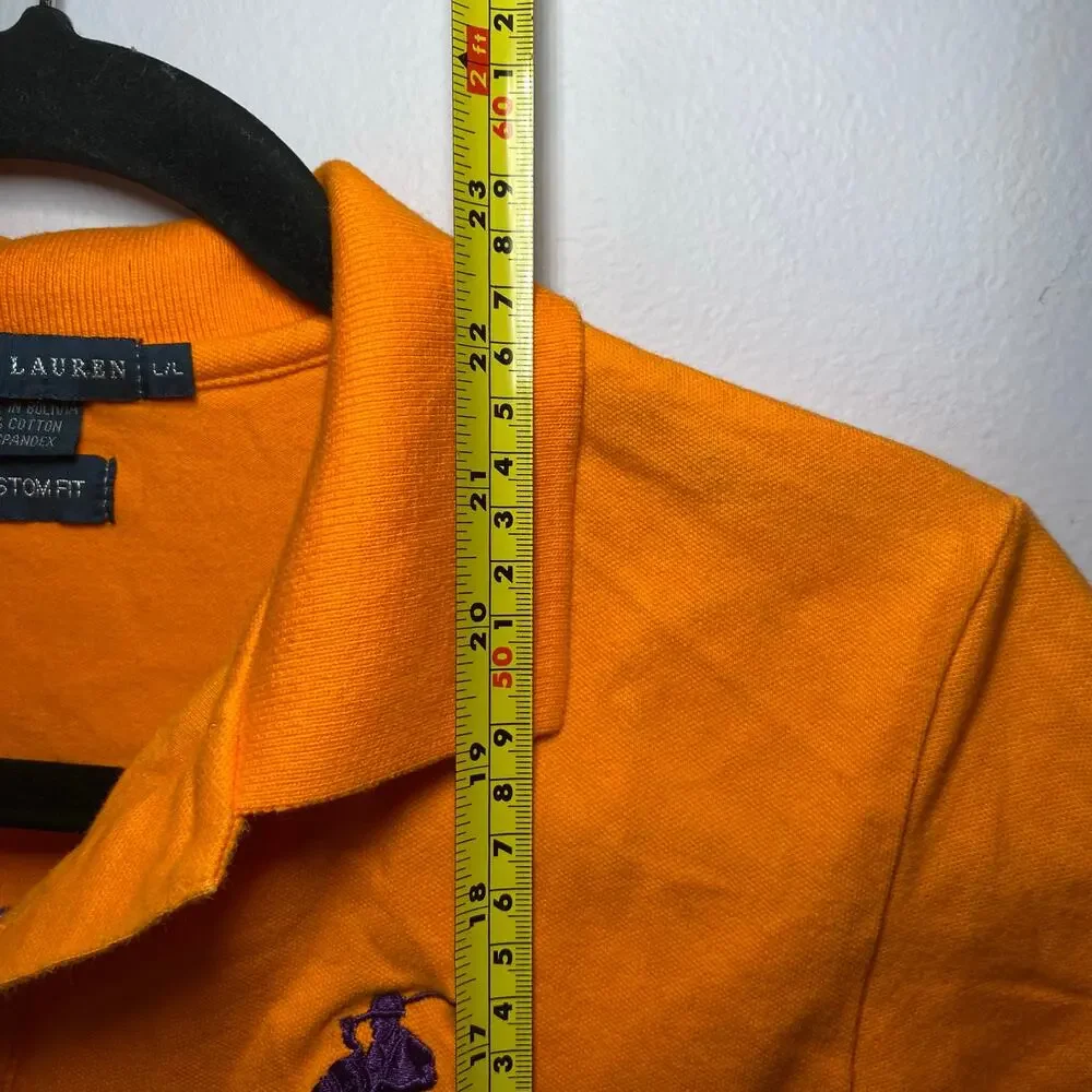 Ralph Lauren Orange Purple Embroidered Polo 3 Polo Shirt Preppy Kids size Large